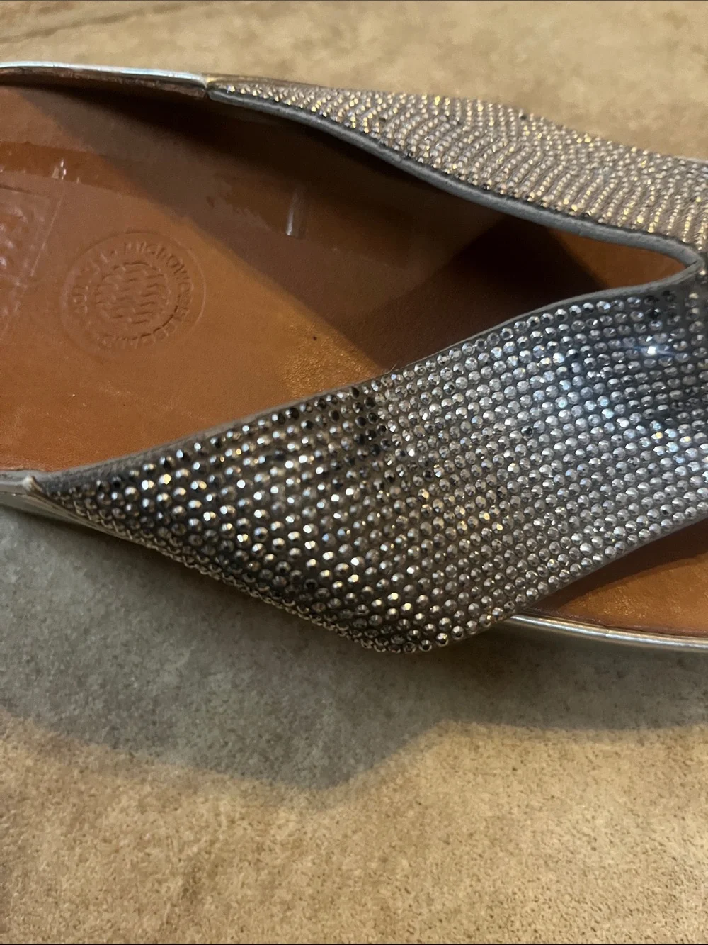Women Fitflop Silver Lulu Glitz Thong Sandal Comfortable Orthopedic Leather